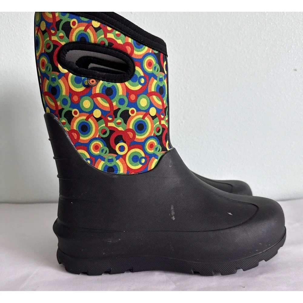 Bogs Neo-Classic Geo Circle‎ Snow Boots Youth 5 Colorful  Pull On Handles